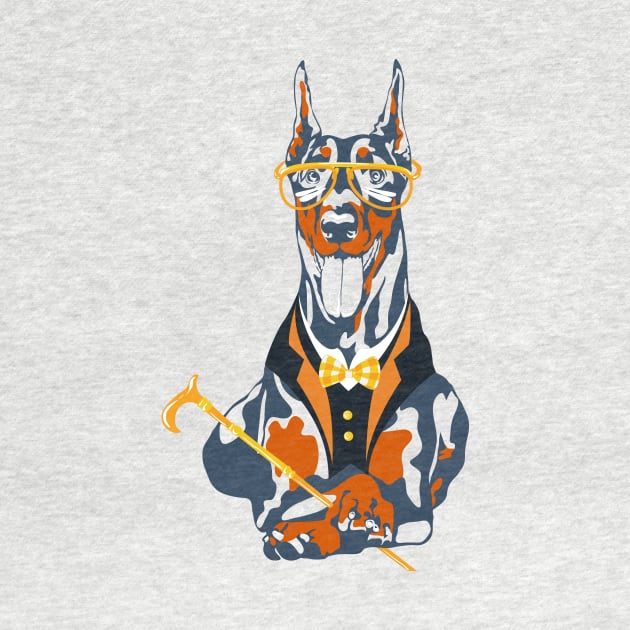 Hipster dog Doberman Pinscher by kavalenkava